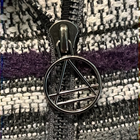 Eleven Paris Teofil Tweed Striped Moto Jacket, Asymmetrical Zip, Relaxed Fit XS - Picture 13 of 15